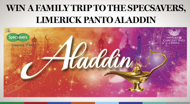 Win a family trip to the Specsavers Limerick Panto Aladdin plus an overnight at the Castletroy Park Hotel