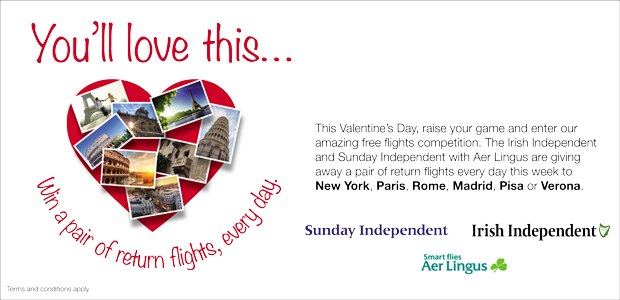 Win a pair of flights every day with the Irish Independent and Aer Lingus